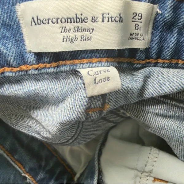 Abercrombie & Fitch The Skinny High Rise Curve Love‎ Button Fly Jeans Size 29 - Image 7