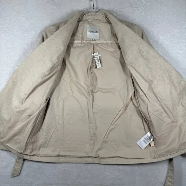 Madewell MD255 Linen Blend Belted Blazer Jacket Beige XXS New‎ - Image 8