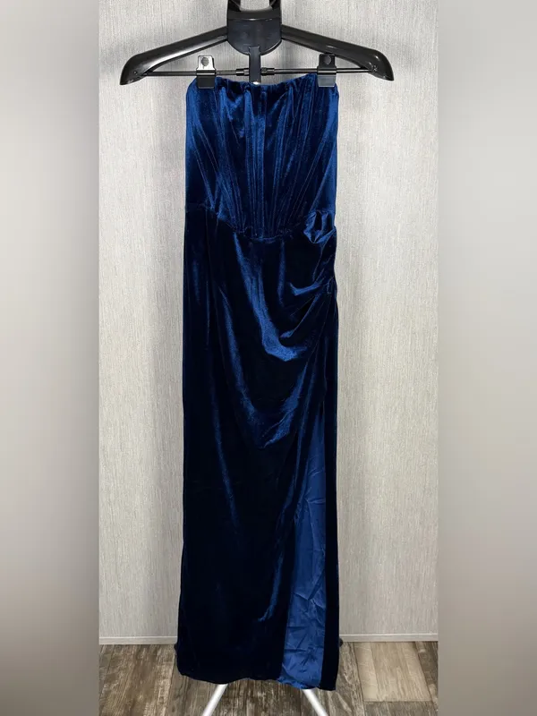 Bardot Navy Velvet Strapless Column Dress Size XS - Image 7