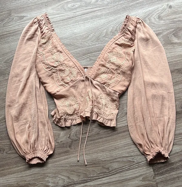 Free People Veronica Embroidered Blouse Top - Image 4