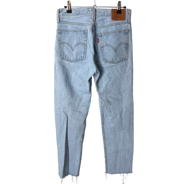 Levi's Wedgie Straight Jeans Women's 26 Light Wash Raw Hem High Rise Denim‎ - Image 4
