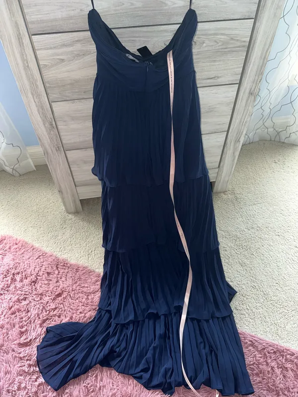 Lulus Navy Blue Strapless Tiered Maxi Dress - Image 5