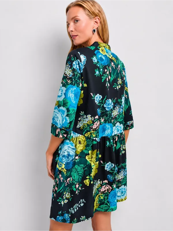 Tuckernuck Floral Shirt Dress Medium Blue Green Botanical Print NWT - Image 3