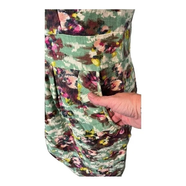 Darling April Dress Spearmint Green‎ Floral Linen Blend Pockets Large NWT - Image 5