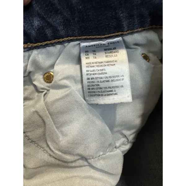 American Eagle Hi Rise Stretch Bootcut Flare Jeans Women's 14x29 Blue Dark Boho - Image 11