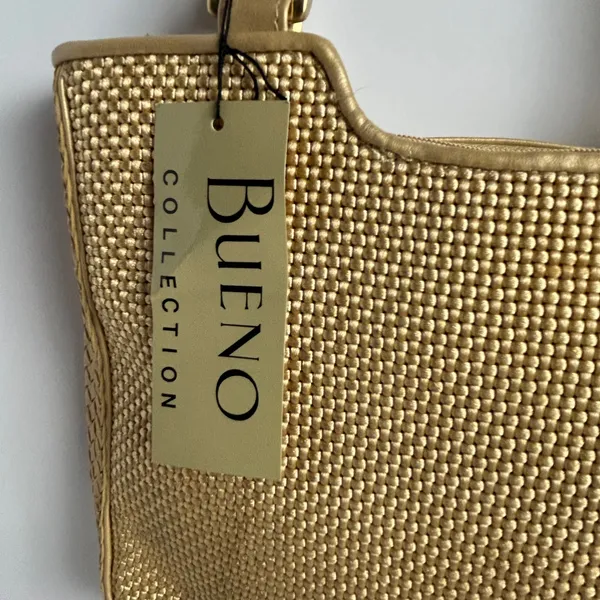 Bueno Gold Woven Shoulder Bag Braided Straps Metallic Y2k Hobo - Image 8