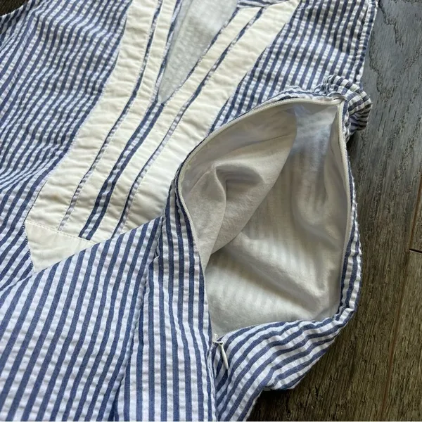 DUFFIELD LANE Grand Dress in Blue Seersucker Size Small - Image 13