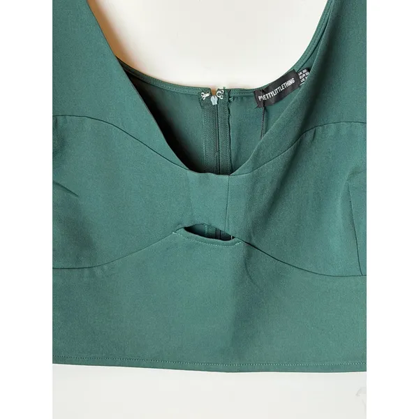 PrettyLittleThing Shirt Women 30 Teal Green Plus Size Woven Bralet Crop Top‎ NWT - Image 5