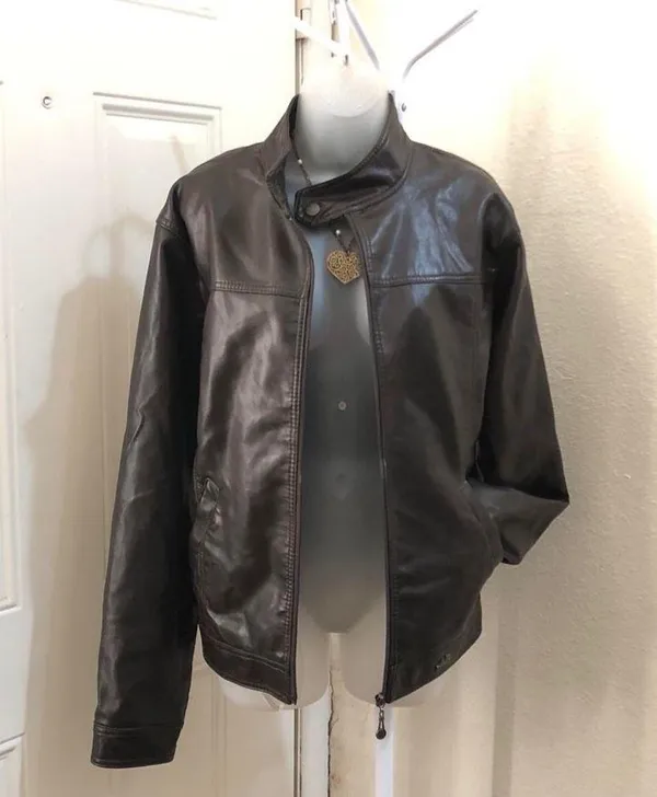90s 2000s Y2K Grunge leather bomber Biker Racer motorcycle moto jacket coat retro streetwear Gothic - Image 3