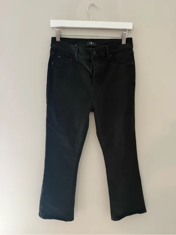 7 For All Mankind Black Sparkle Bootcut Jeans Women’s Size 29 Coated - Image 3