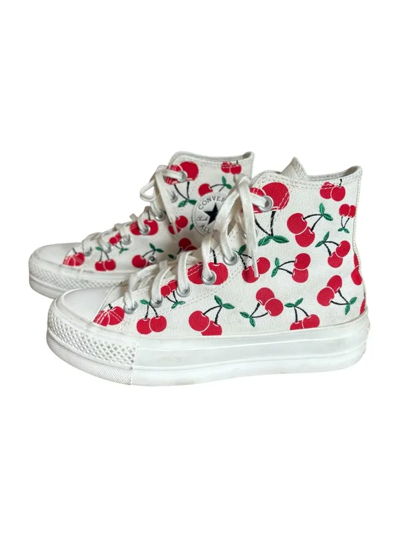 Converse All Star Lift Platform High Top Sneaker Cherry Print Womens 6.5 - Image 3
