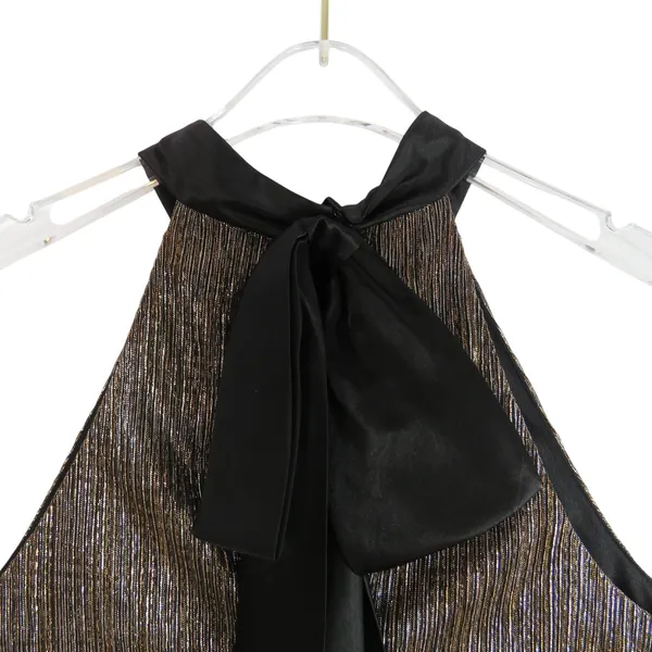 Laundry by Shelli Segal Metallic Gold Sleeveless Dress with Bow Neck Size 8 NWT - Image 8