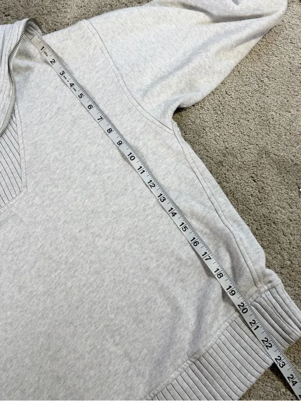 aerie Women’s Down To Earth Quarter-Zip Sweatshirt Oversized Pullover in Gray XS - Image 11