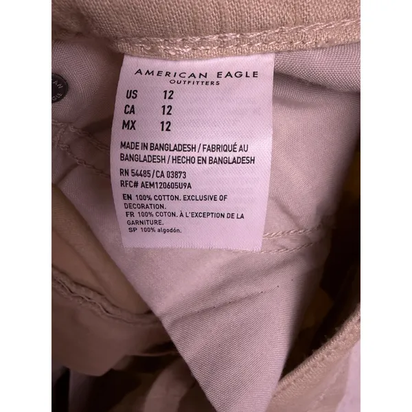 American Eagle Highest Rise Mom Short Women 12 Tan Distressed Raw Hem Casual - Image 3