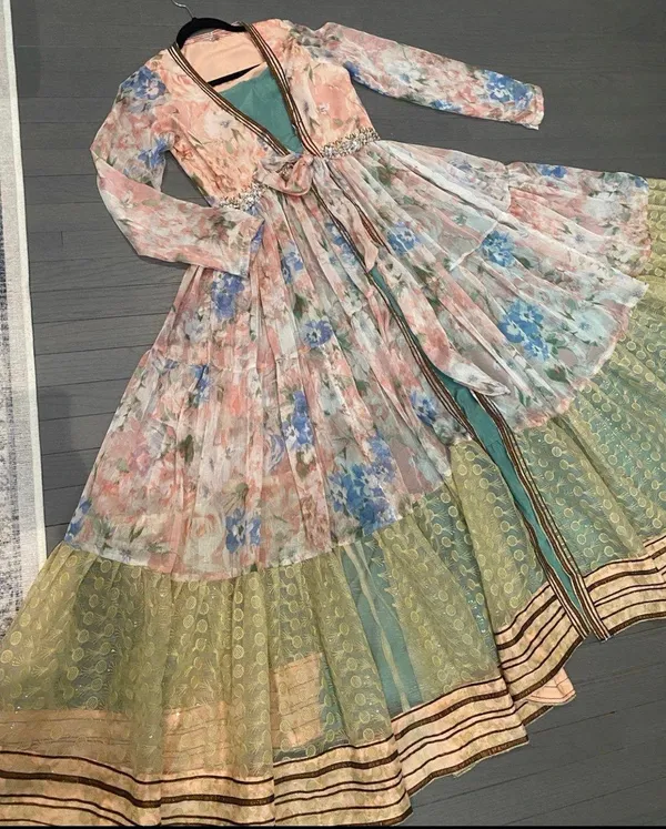Indian pakistani double part plunge strappy maxi dress - Image 3