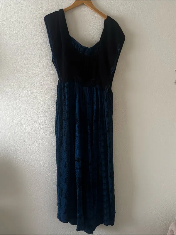 Free People In Search of Paradise Blue & Black Midi Dress - Image 4