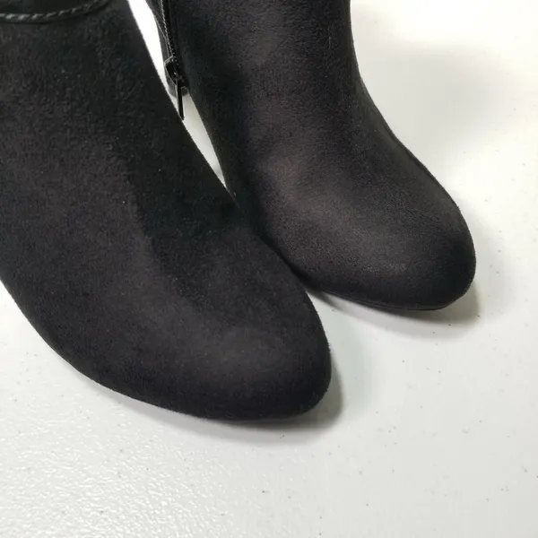 DEXFLEX Comfort Suede Black Women's Heeled Ankle Boots 8W - Image 5
