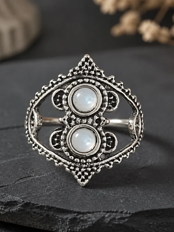 Vintage Design Sparkling Faux Opal SS Silver Statement Ring Size 7 NWT - Image 2
