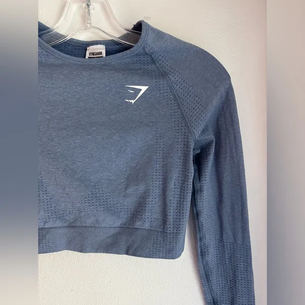 Gymshark Vital Seamless 2.0 Blue Long Sleeve Crop Top - Image 5