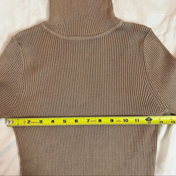Ambiance Apparel NWOT Neutral Light Brown Ribbed Turtleneck Sweater - Image 7