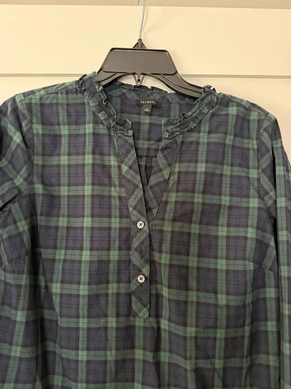Talbots Plaid Long Sleeve Blouse - Image 4