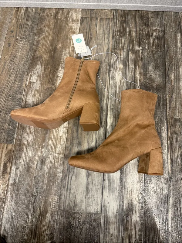 a new day Tan Block Heel Faux Suede Ankle Booties Size 9.5 - Image 13