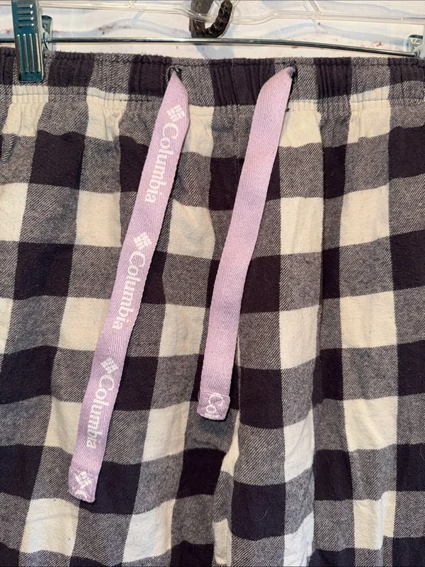 Columbia Black White Buffalo Check Small pajama Pink Drawstring waist pull on - Image 2