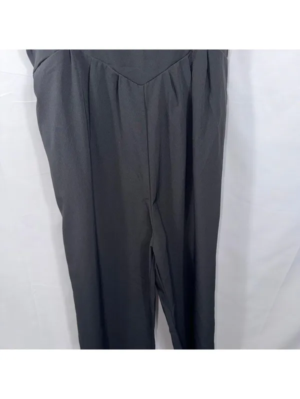 Women’s Black Wide Leg Jumpsuit Overalls Size Large - Image 4