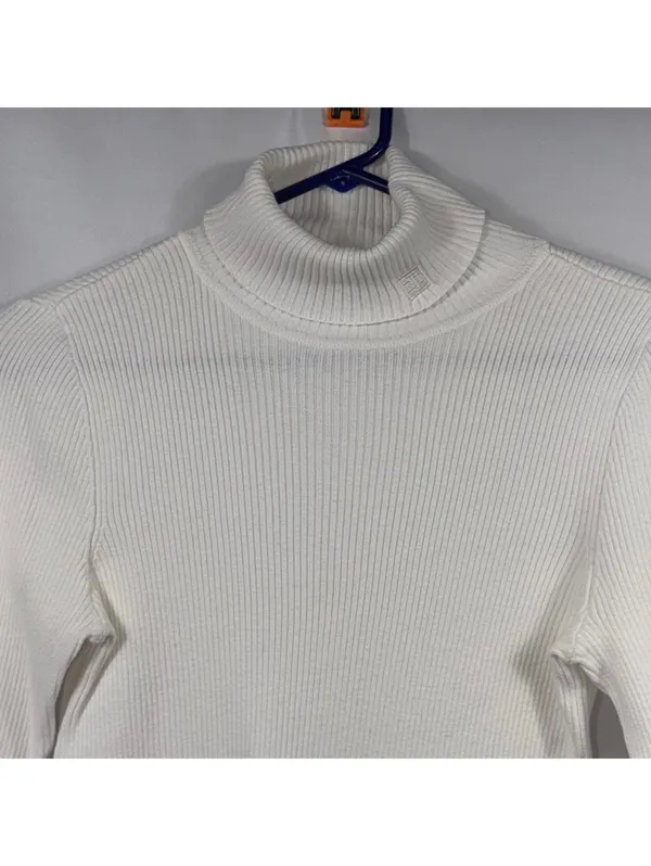 Lauren Ralph Lauren S White Ribbed Turtleneck Sweater - Image 2