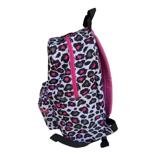 Yak Pak Heart Pink Grey Black Leopard Print Backpack 16"x12" Exterior Pocket - Image 3