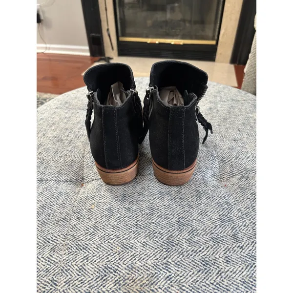 Dolce Vita Black Suede Ankle Booties Dual Zip Tassel Boots Size 10 - Image 4
