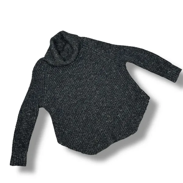 Free People Dylan Tweedy Cowl Neck‎ Wool Blend Sweater Black XS Boho Grunge - Image 13