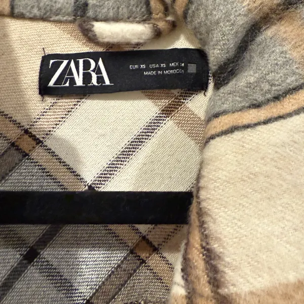 Zara Checkered Jacket in Cream and Brown Shacket - Image 4