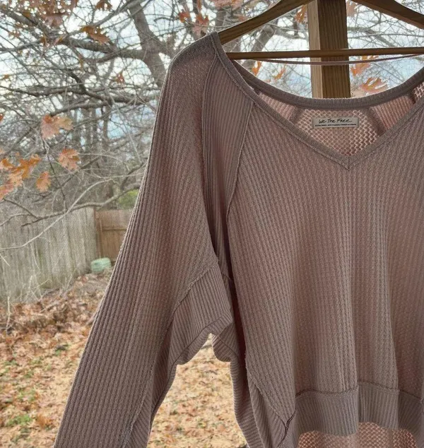Free People We The Free Santa Clara Thermal Top Tan Size XS - Image 5