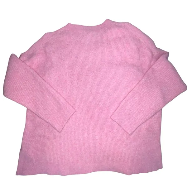J Crew‎ Ribbed Boyfriend Crewneck Sweater Extra Soft Wool Blend Women XL Pink - Image 3