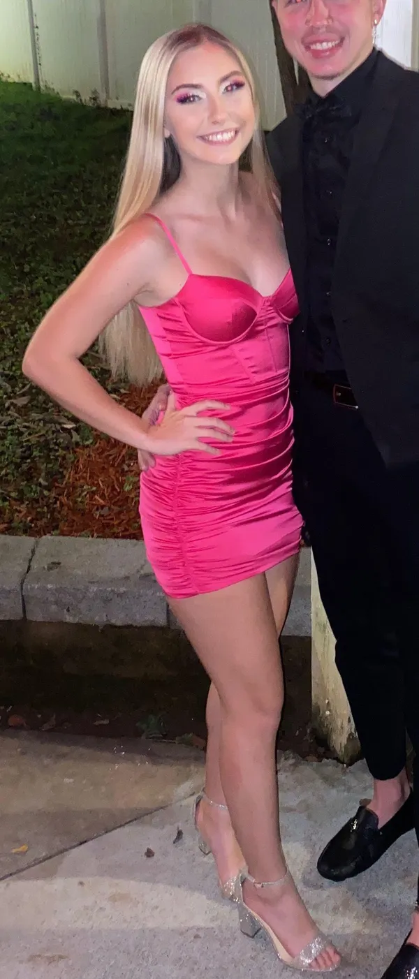 Oh Polly Pink Satin Dress - Image 3