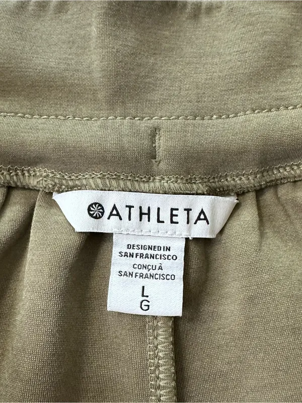 Athleta Allure High Rise Pant Women Size L Olive Branch Athleisure Wide Leg - Image 13