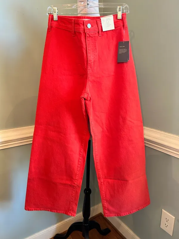 Universal Threads Bright Coral wide leg sailor denim dark wash - Image 2