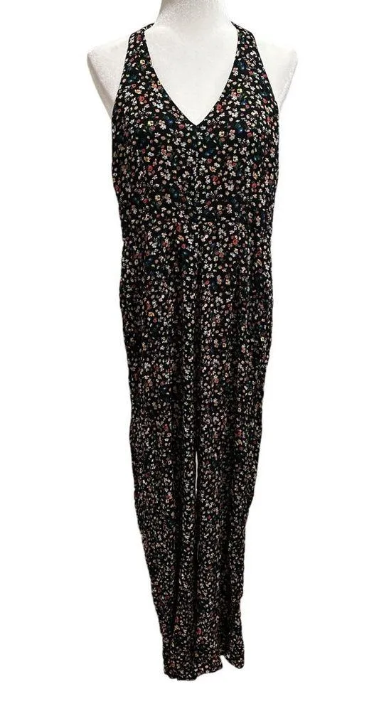 Francescas Mi Ami Halter Floral Black Backless One Piece Jumpsuit S - Image 3