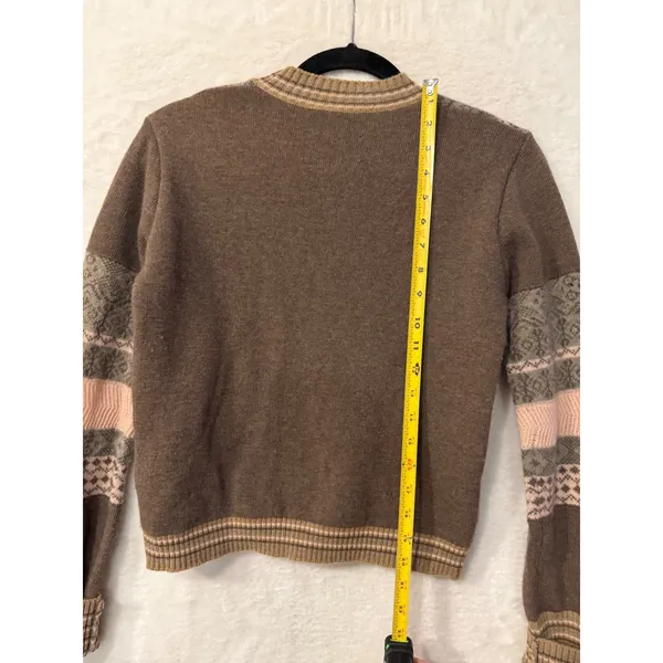 John Galliano Brown Fair Isle Wool Blend Sweater Womens Small Made in Italy Pink - Image 7