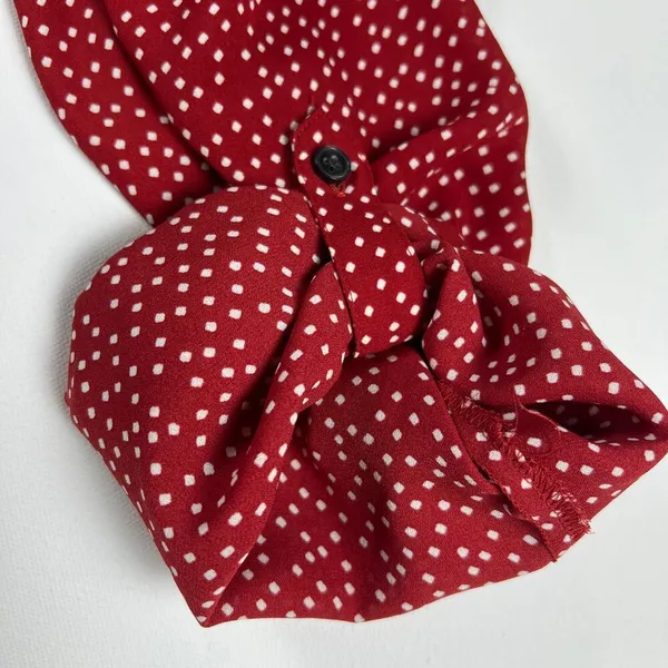 Ann Taylor Factory Red Dot Collared Crepe Blouse Long Roll Tab Sleeves Size M - Image 6
