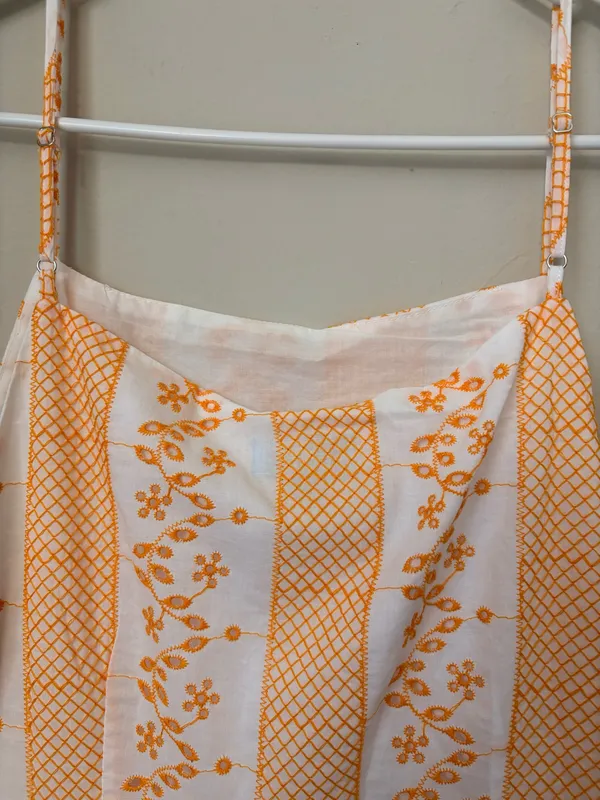 NWT CeCe Embroidered Cotton Maxi Dress White Orange Floral Size 10 - Image 9