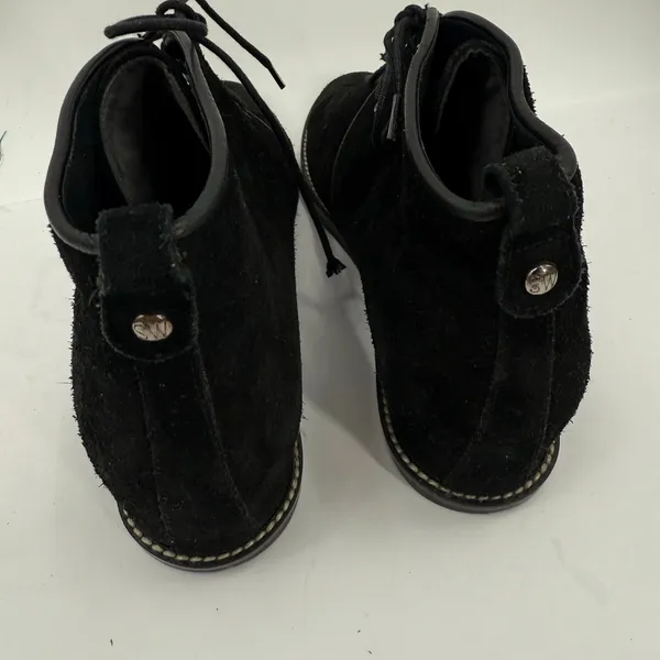 Stuart Weitzman Rove Boots Size 7.5 Black Suede Ankle Lace Up Leather Luxury - Image 11