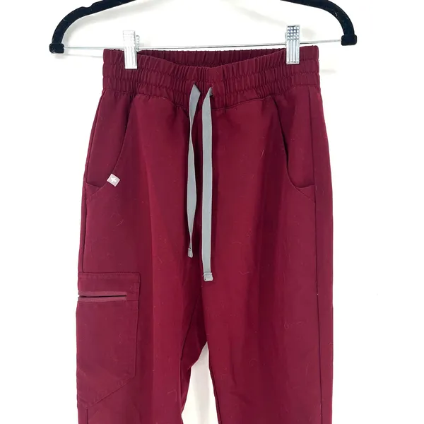 FIGS Zamora Jogger Scrub Pants Burgundy Drawstring XXS Women's - Image 9