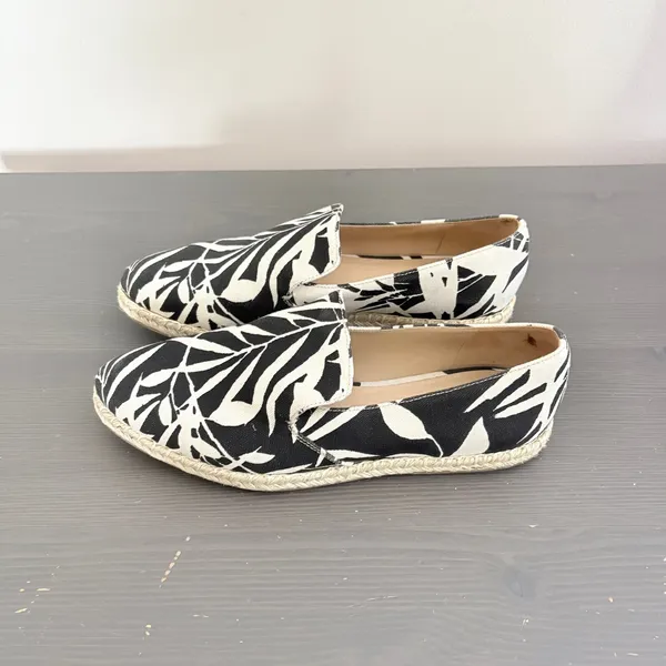 M.Gemi Espadrilles Agio 39.5 Black White Tropical Floral Print Slip On Loafers - Image 14