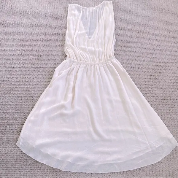 Aritzia Wilfred Silk Georgette Plunge Mini Dress XXS - Cream - Image 3