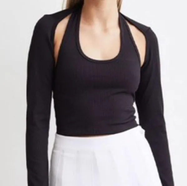 NWOT H&M bolero rib knit beige shoulder sleeve top xs - Image 3