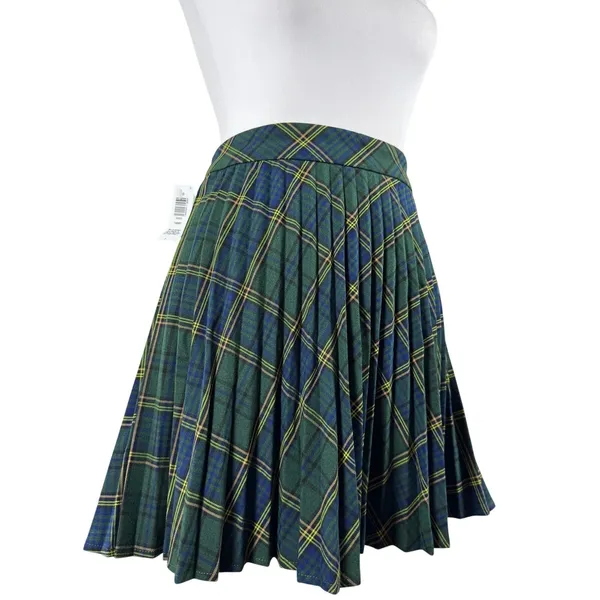 NWT Aritzia Sunday Best Tabby Green & Blue Pleated Mini Skirt - Image 2