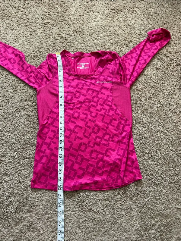 Brooks Equilibrium II Longsleeve Women's Sports Shirt Pink Geometric Size XS - Image 8