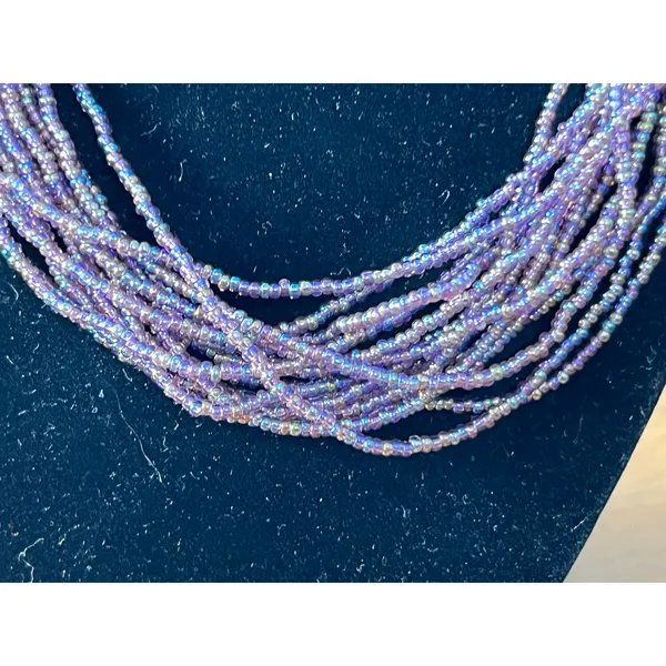Artisan Multi Strand Purple Seed Bead Necklace 20" Made in Nepal Boho Pastel - Image 5